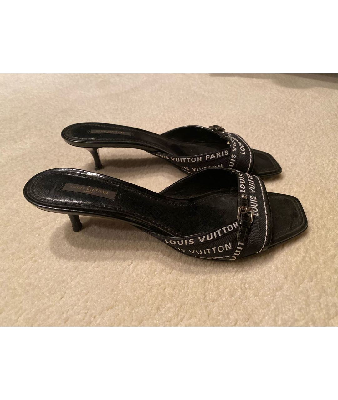 LOUIS VUITTON PRE-OWNED Черные текстильные сандалии, фото 7