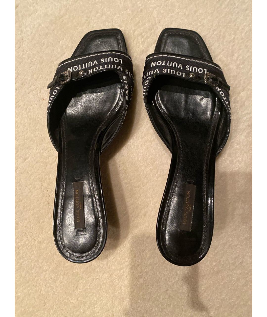 LOUIS VUITTON PRE-OWNED Черные текстильные сандалии, фото 3