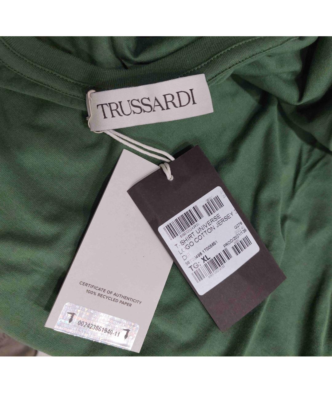 TRUSSARDI Зеленая хлопковая футболка, фото 3