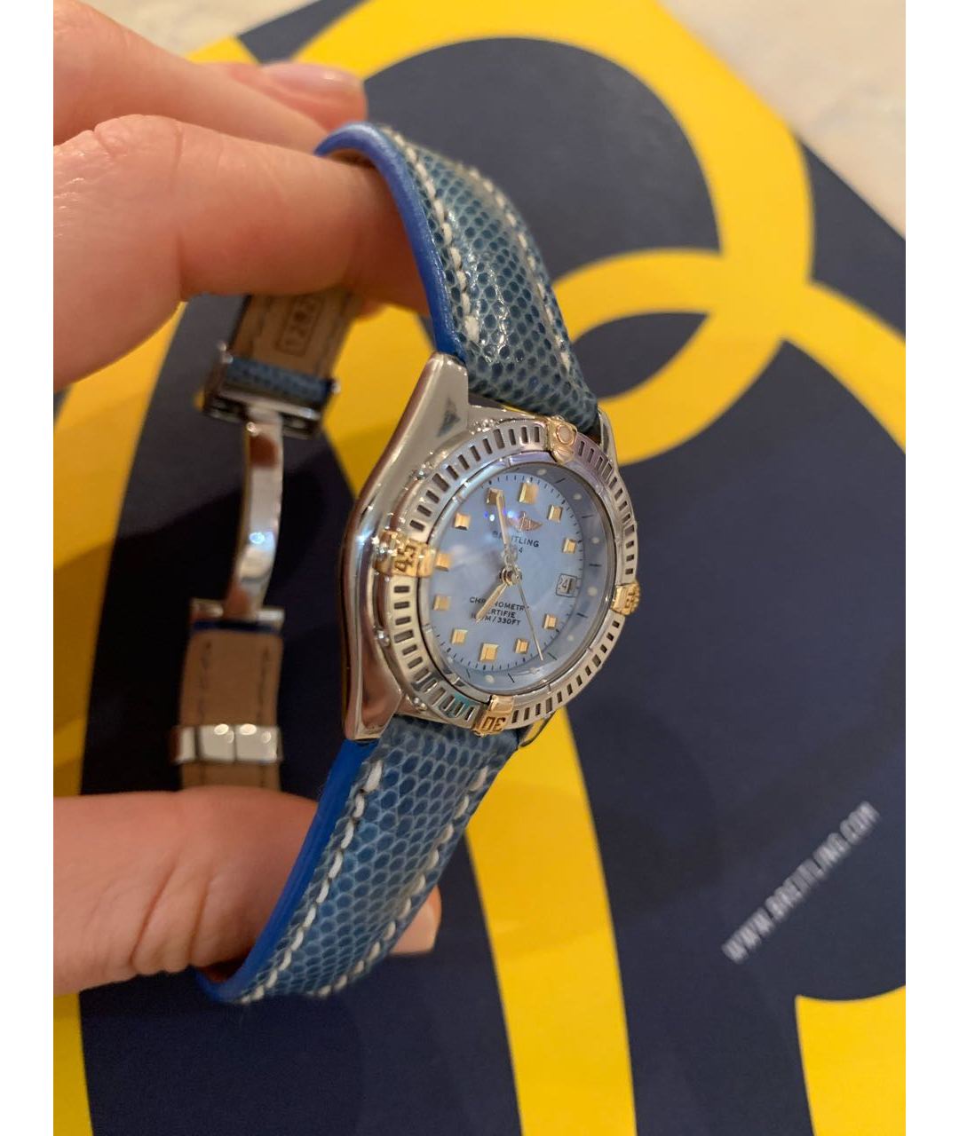BREITLING Голубые стальные часы, фото 2
