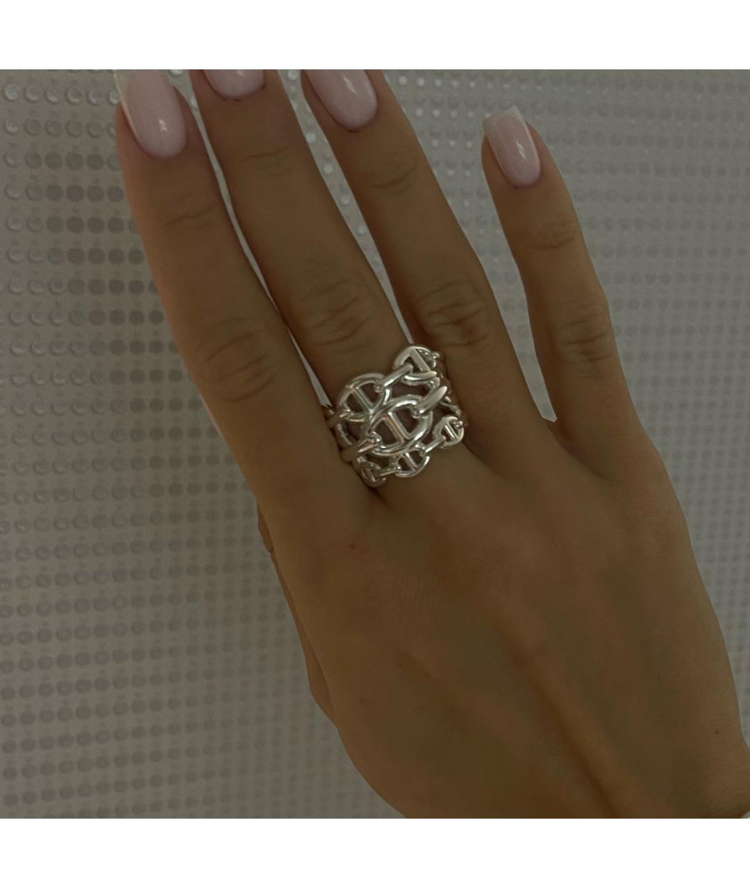 HERMES Белое серебряное кольцо, фото 5