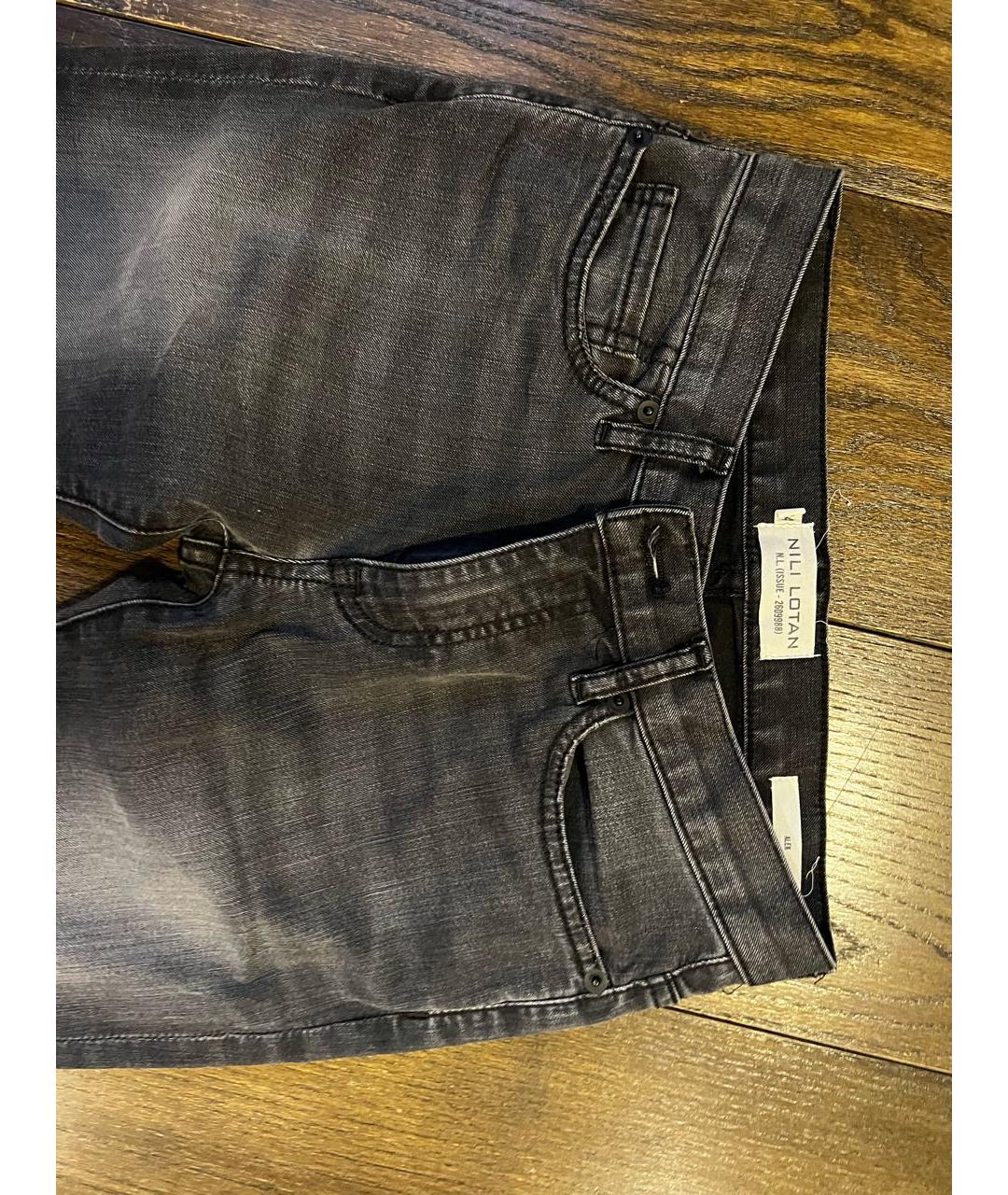 NILI LOTAN Антрацитовые хлопко-эластановые джинсы клеш, фото 4
