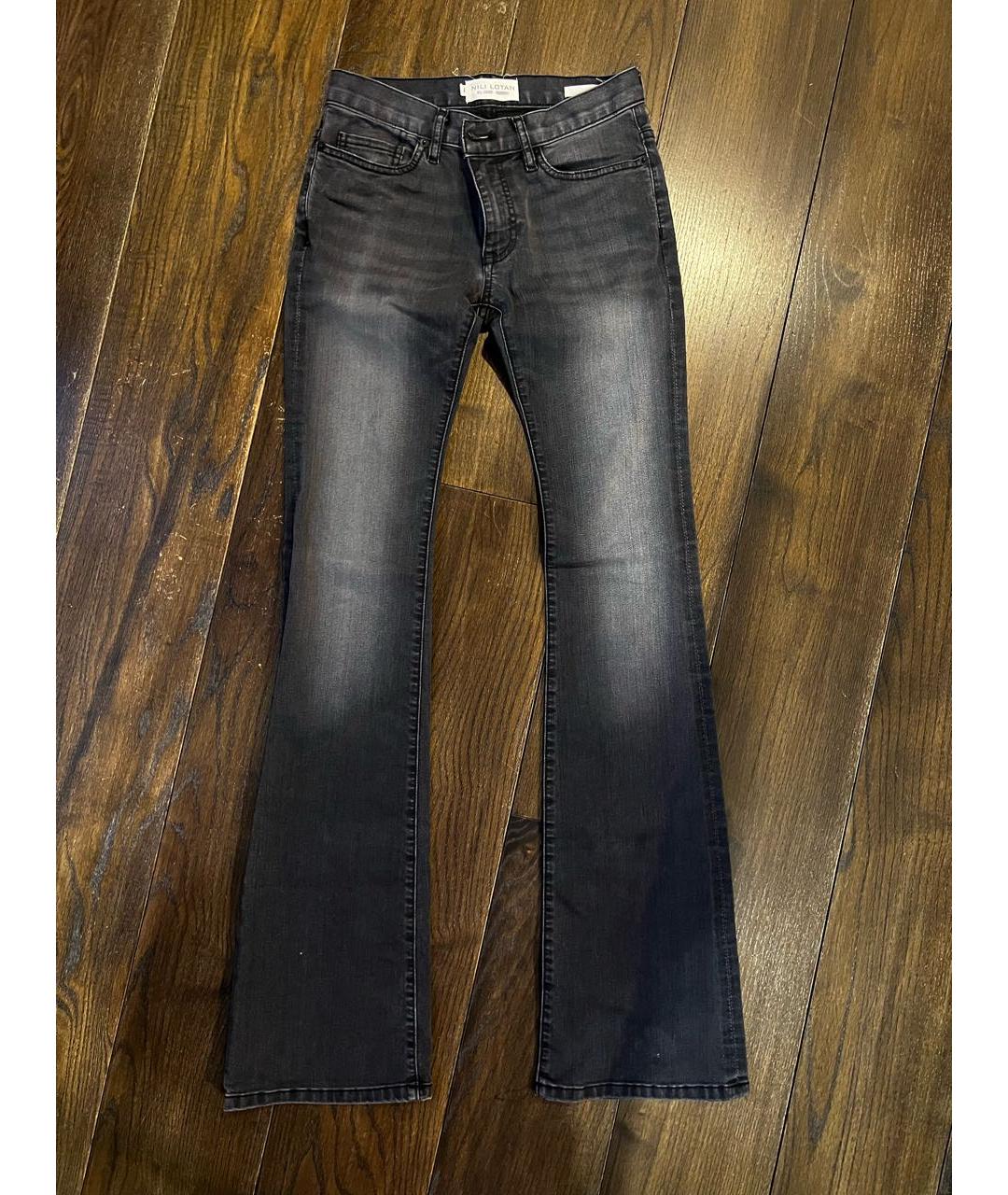 NILI LOTAN Антрацитовые хлопко-эластановые джинсы клеш, фото 6
