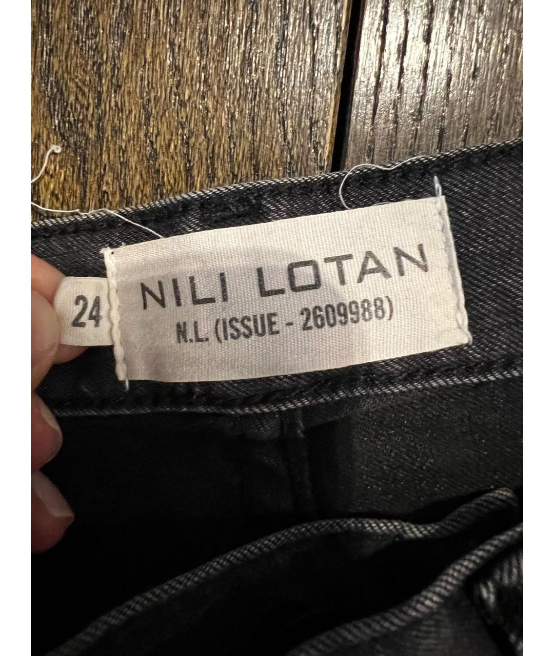 NILI LOTAN Антрацитовые хлопко-эластановые джинсы клеш, фото 5