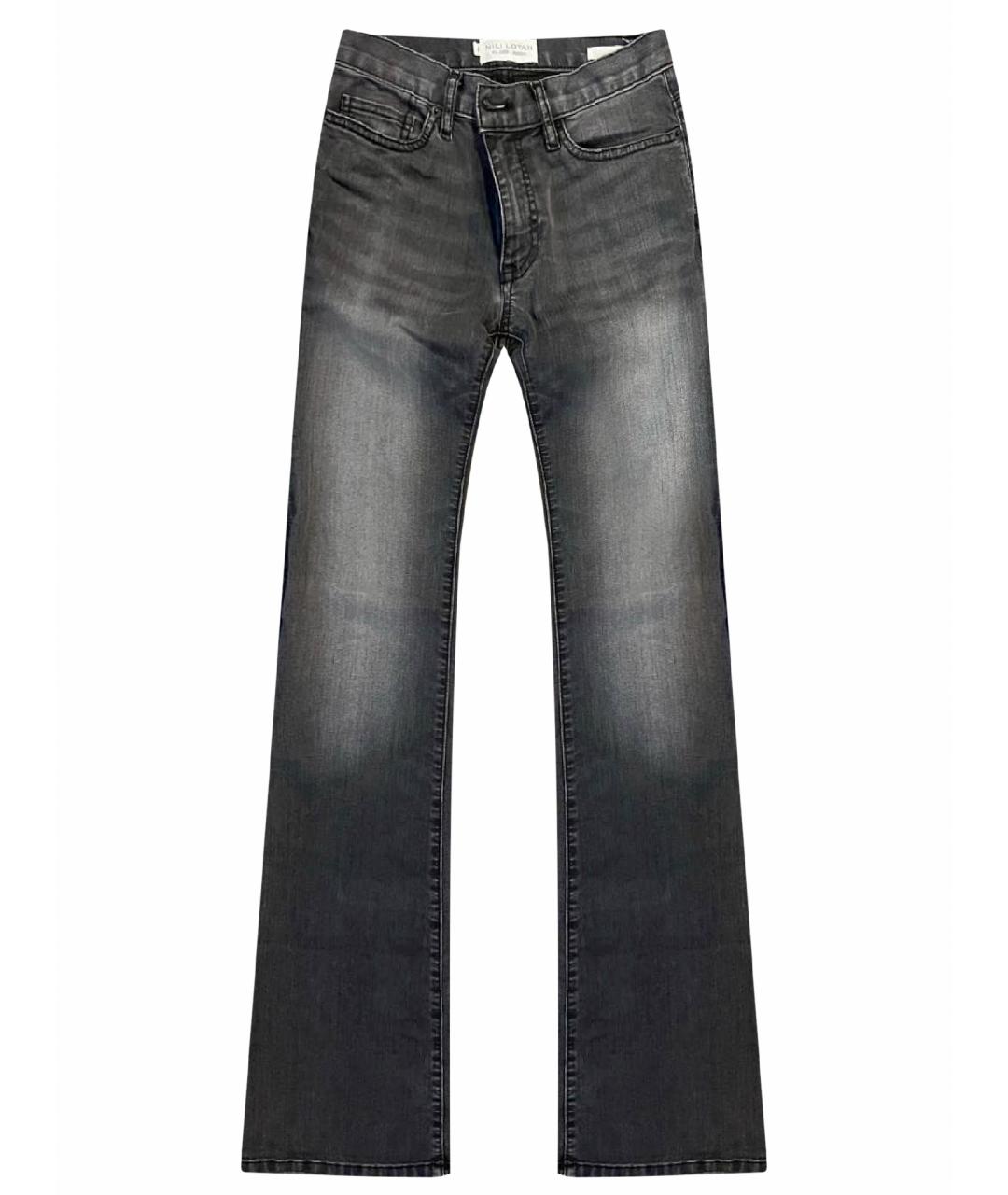NILI LOTAN Антрацитовые хлопко-эластановые джинсы клеш, фото 1