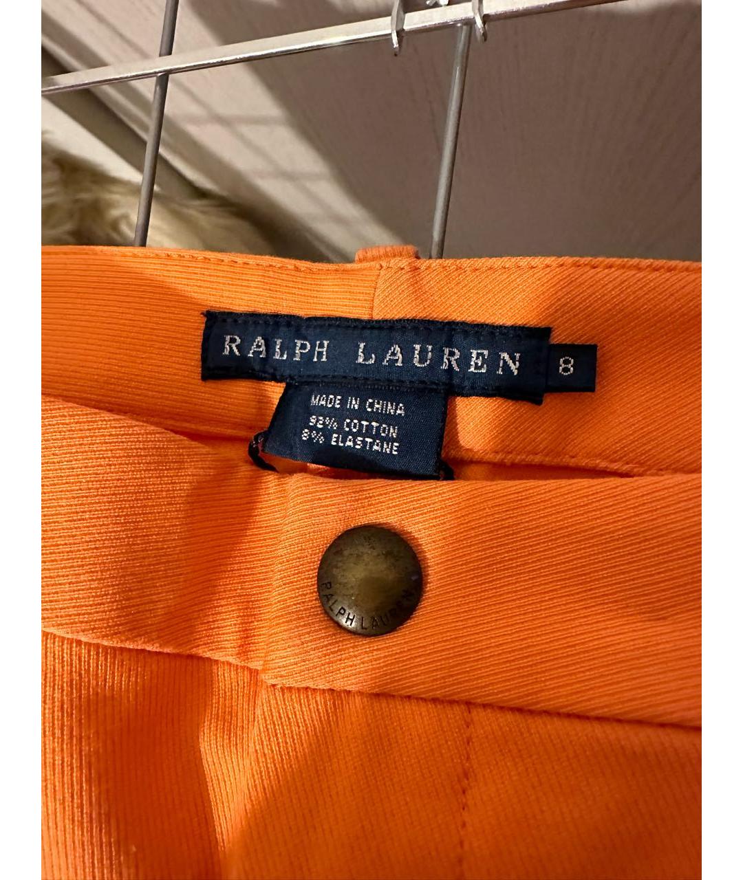 RALPH LAUREN Оранжевое хлопко-эластановые брюки узкие, фото 4