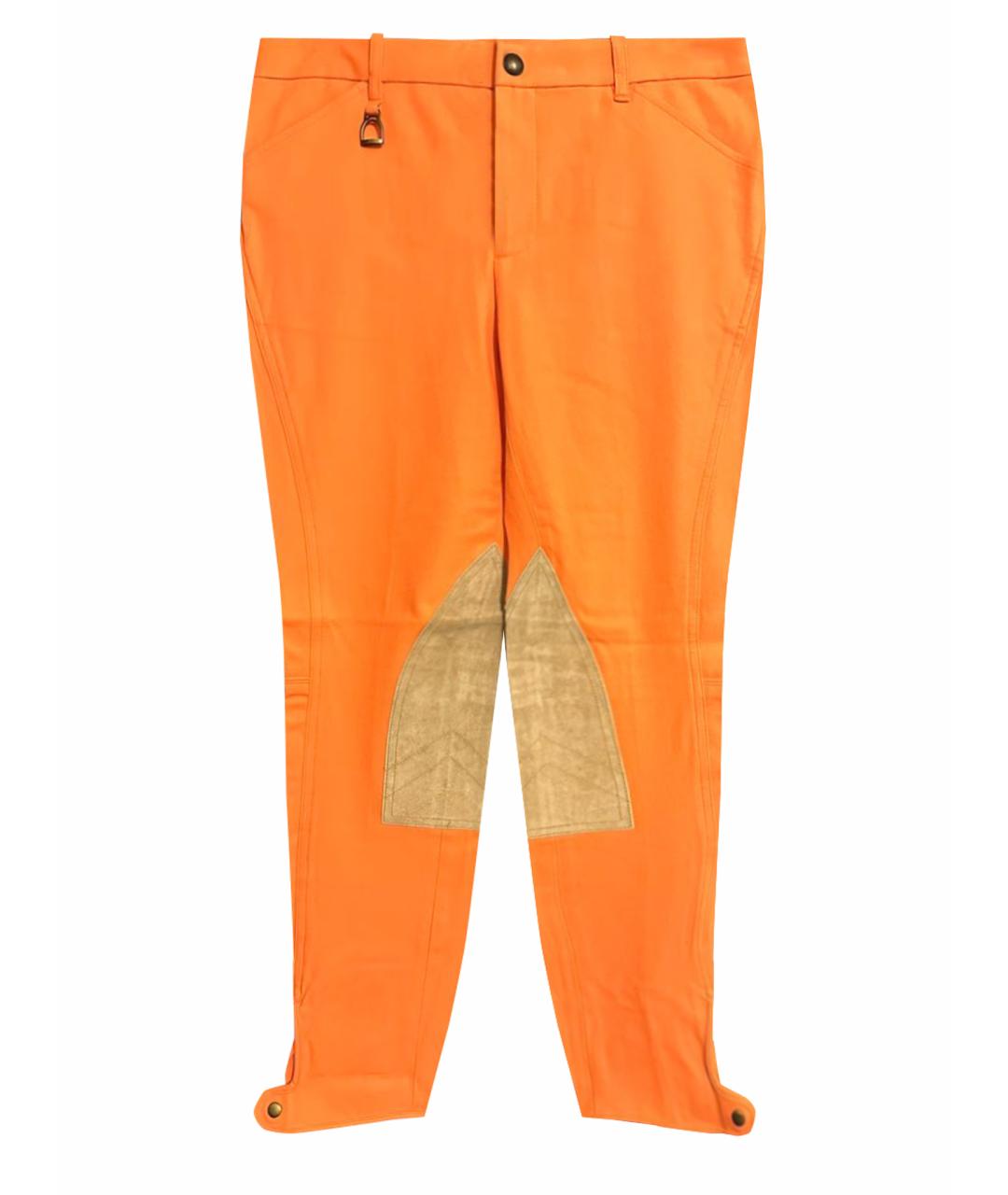 RALPH LAUREN Оранжевое хлопко-эластановые брюки узкие, фото 1