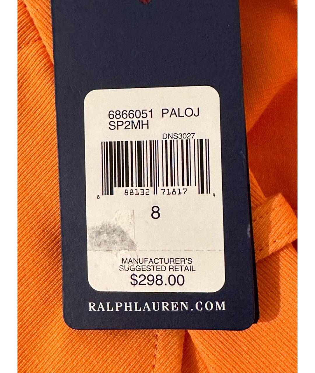 RALPH LAUREN Оранжевое хлопко-эластановые брюки узкие, фото 6