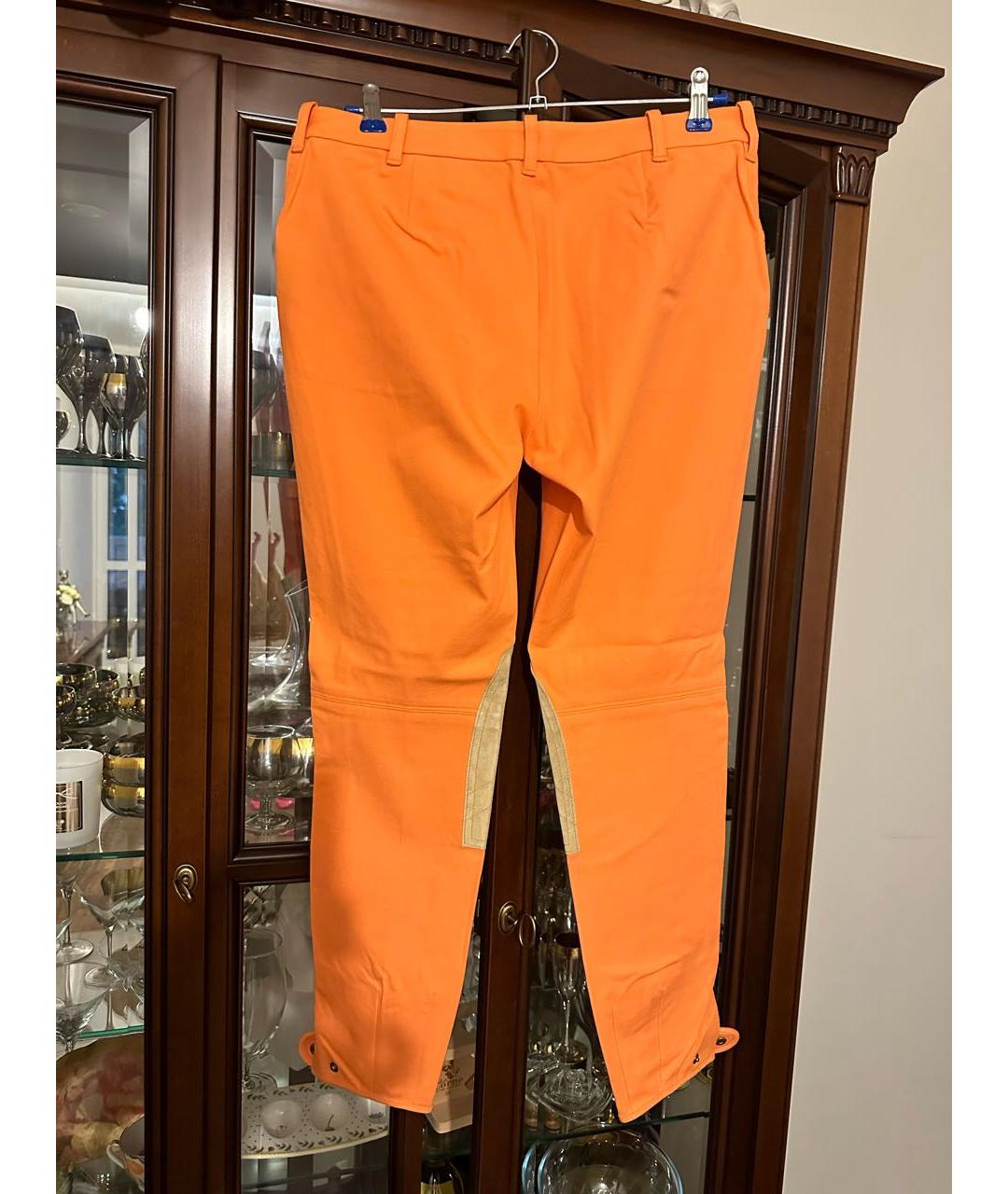 RALPH LAUREN Оранжевое хлопко-эластановые брюки узкие, фото 2
