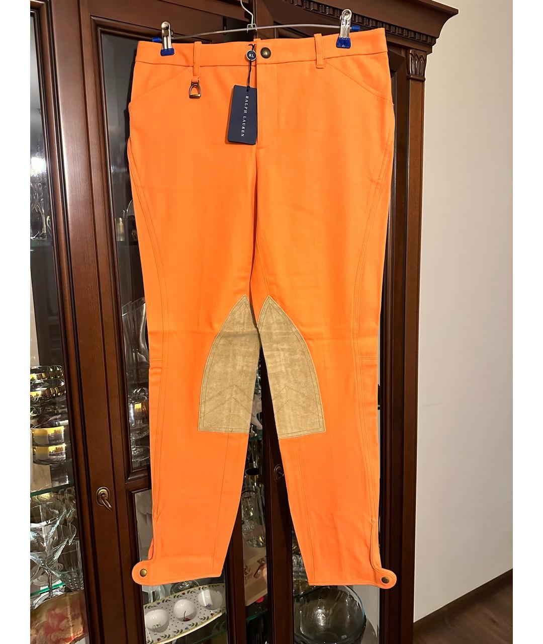 RALPH LAUREN Оранжевое хлопко-эластановые брюки узкие, фото 7