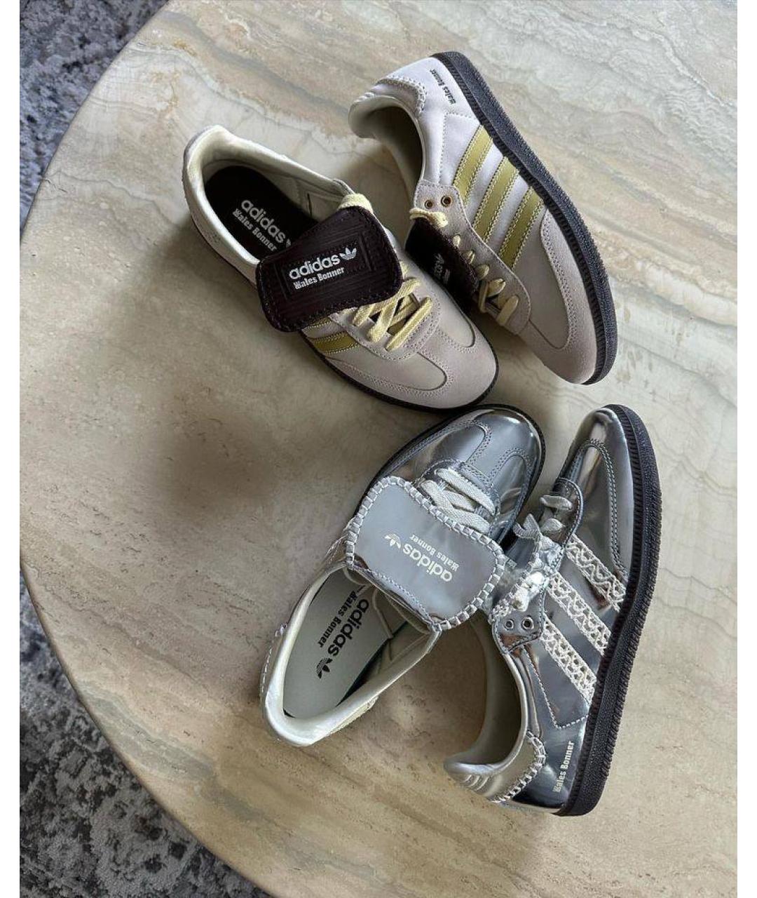ADIDAS Серебряные кожаные кроссовки, фото 5