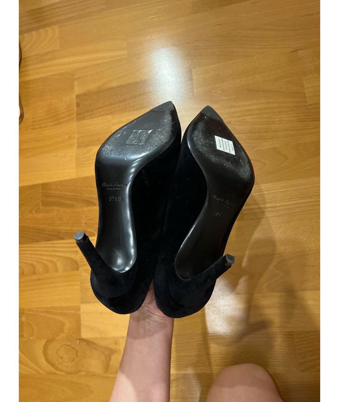 RALPH LAUREN Черные бархатные туфли, фото 5