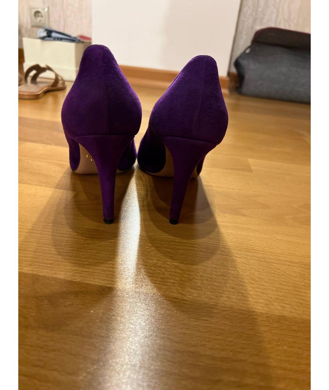 PRADA Фиолетовые замшевые туфли, фото 4