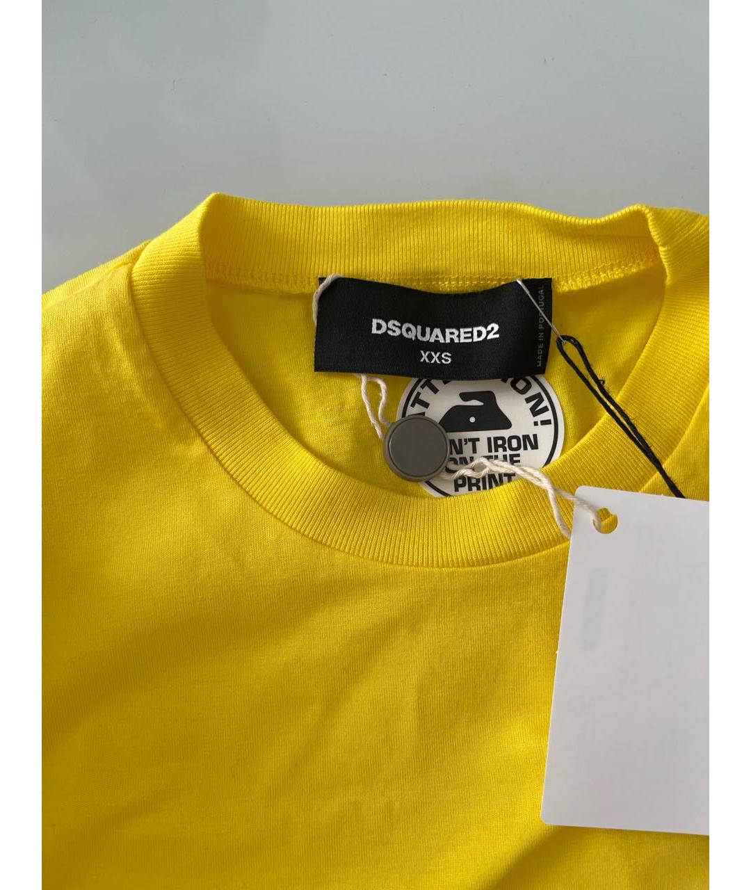 DSQUARED2 Желтая хлопковая футболка, фото 5