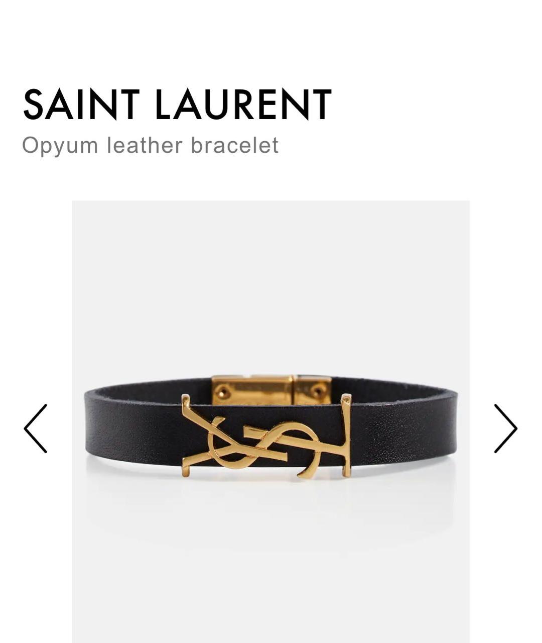 SAINT LAURENT Золотой кожаный браслет, фото 5