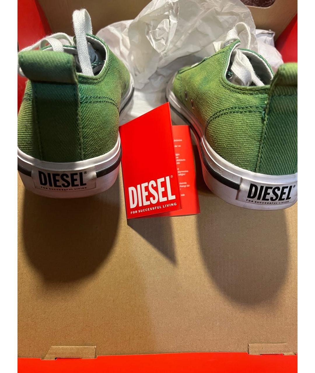 DIESEL Зеленые текстильные низкие кроссовки / кеды, фото 4