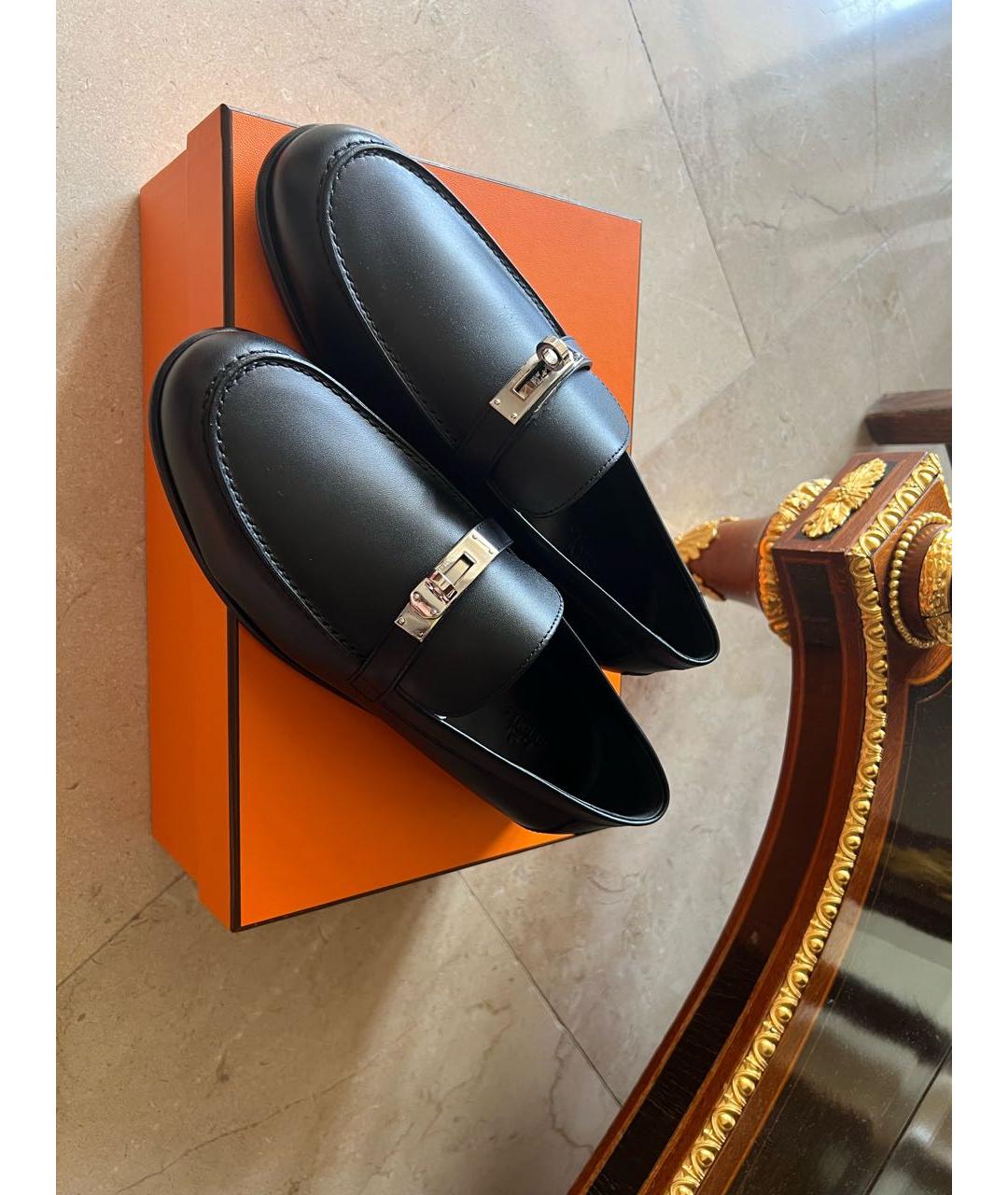 HERMES Черные кожаные брогги и оксфорды, фото 3