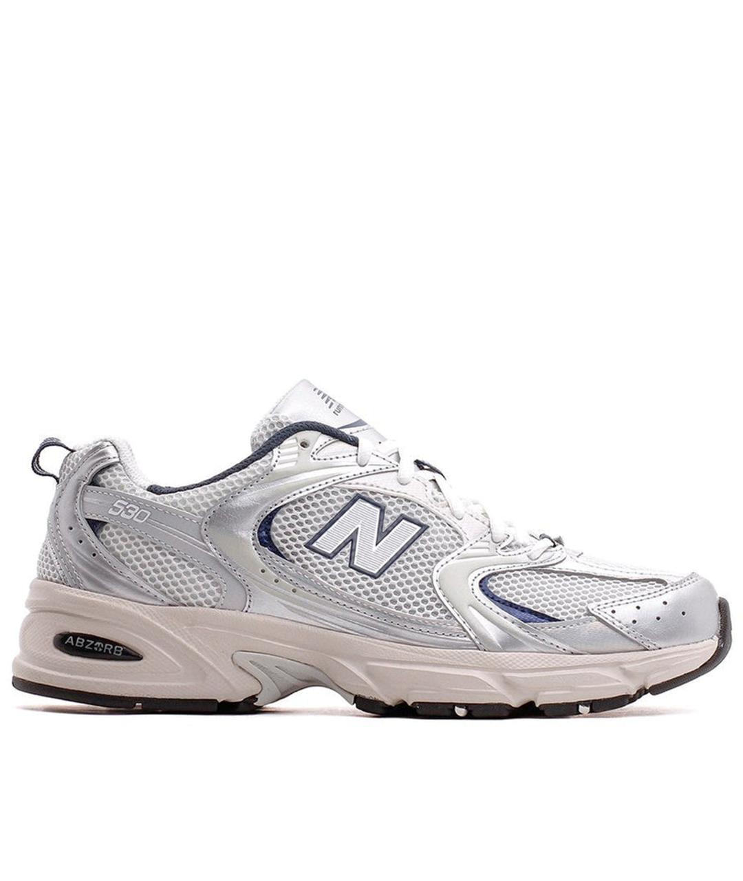 NEW BALANCE Серебряные текстильные кроссовки, фото 1