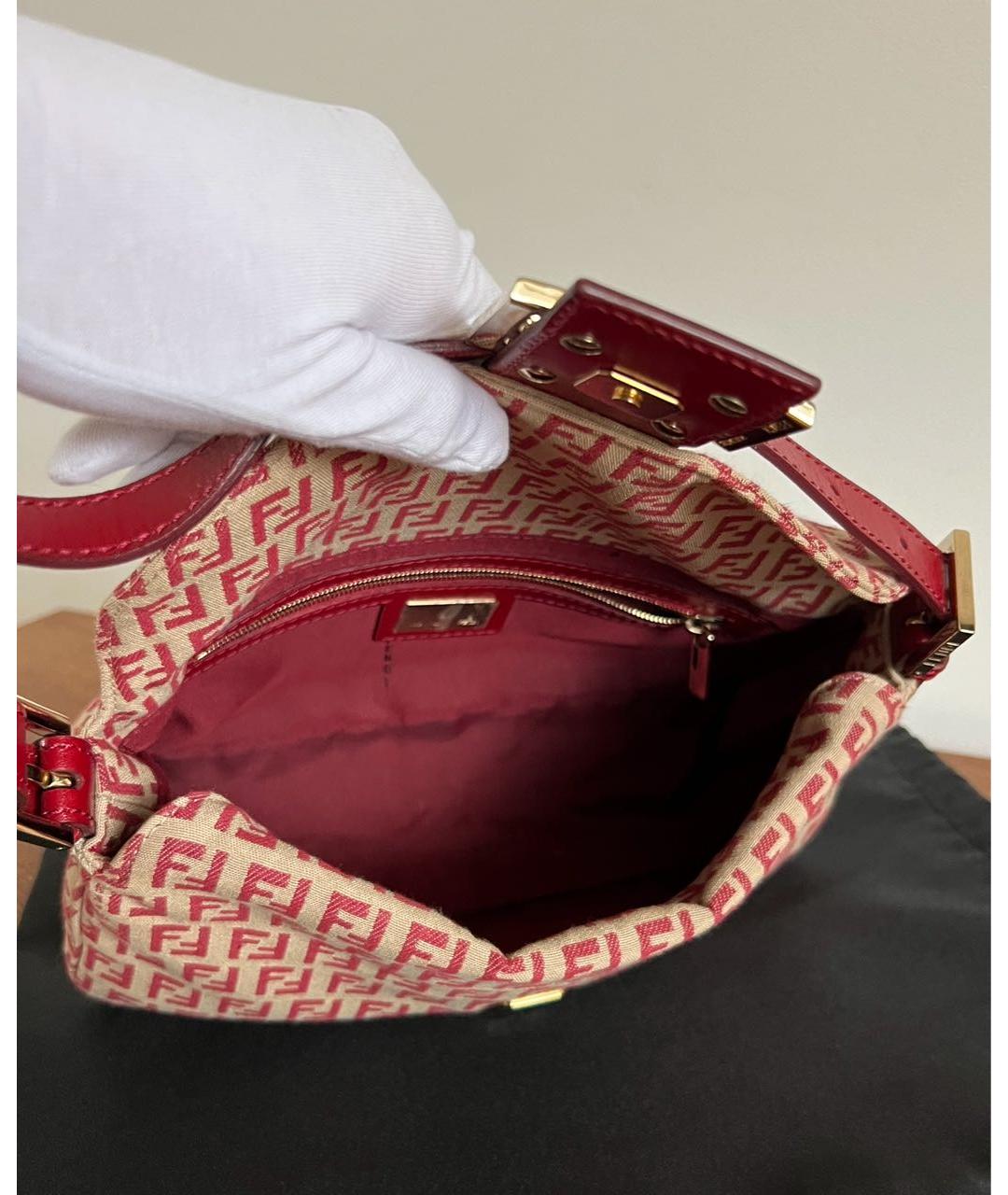 FENDI Розовая тканевая сумка с короткими ручками, фото 3
