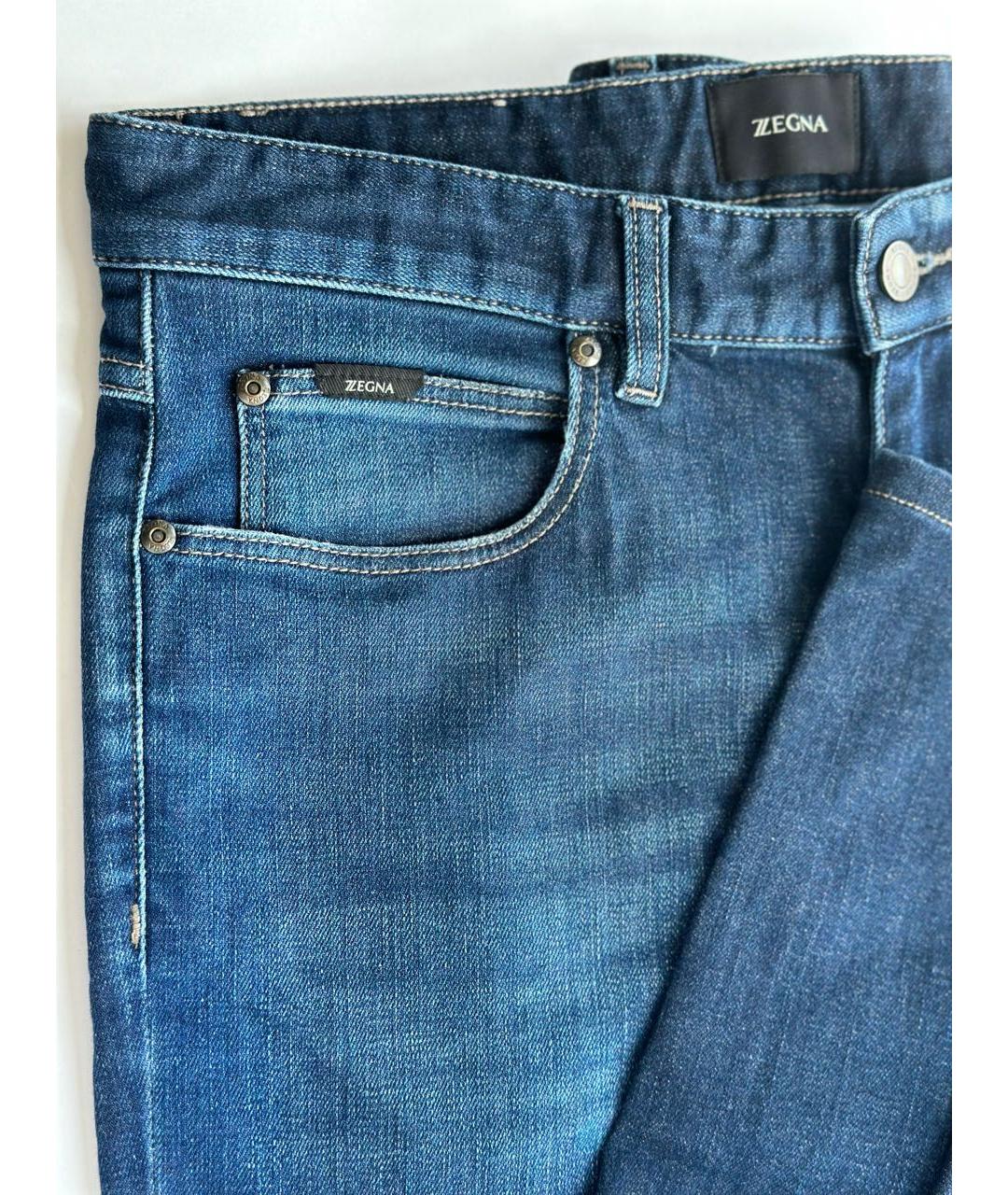 ZZEGNA Синие хлопковые прямые джинсы, фото 3