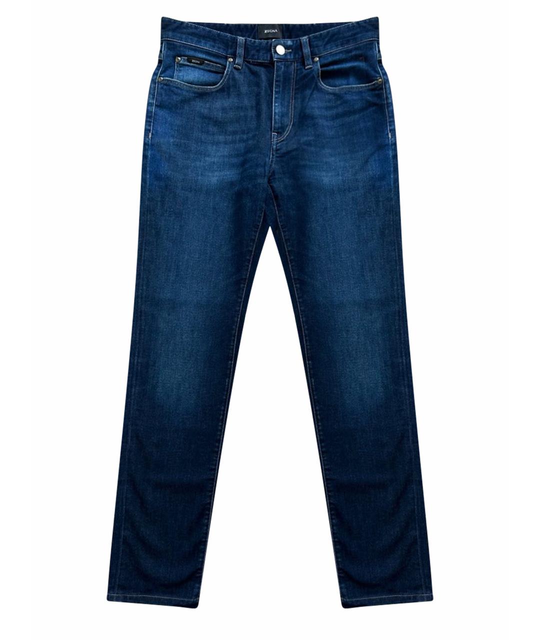ZZEGNA Синие хлопковые прямые джинсы, фото 1