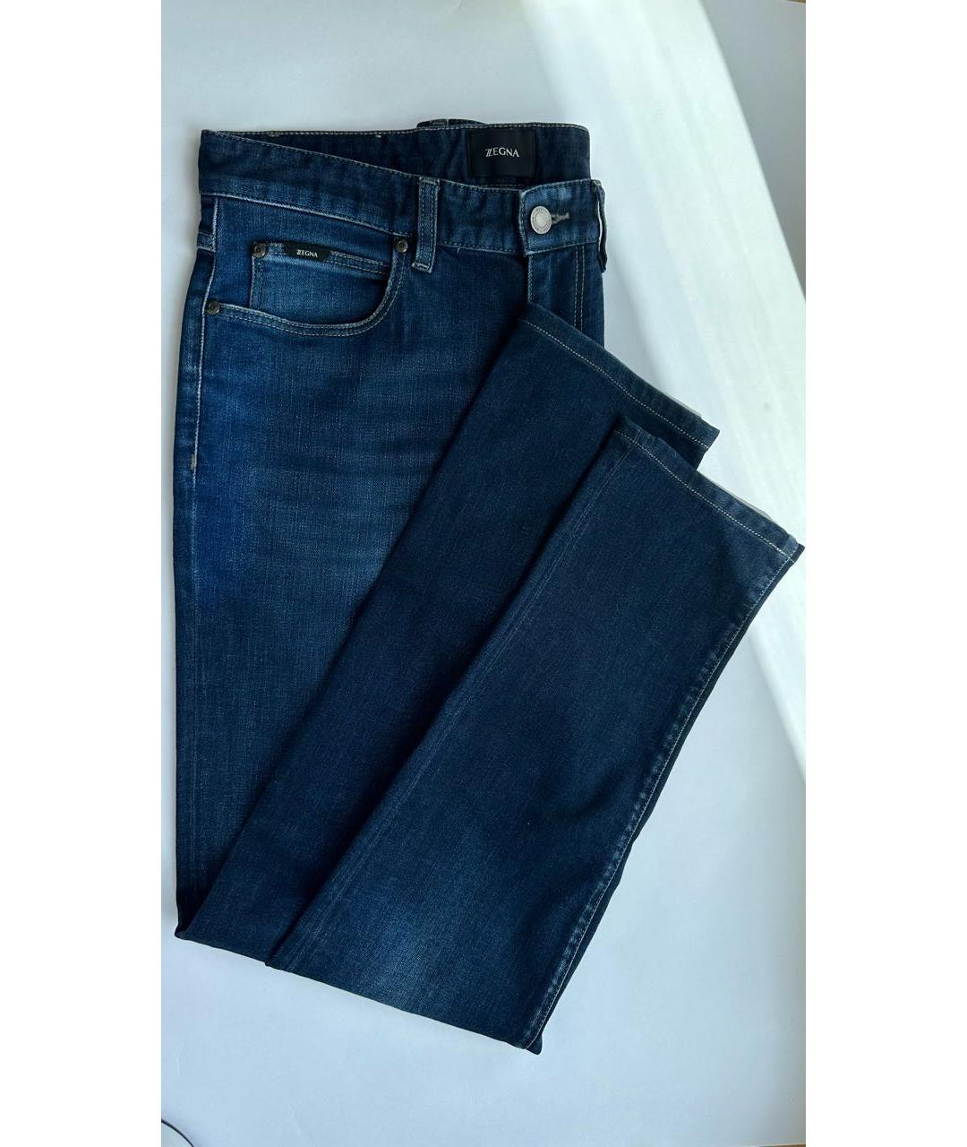 ZZEGNA Синие хлопковые прямые джинсы, фото 5