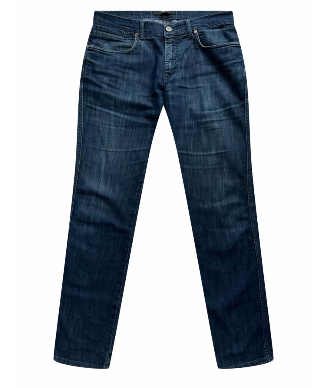 ZZEGNA Темно-синие хлопковые прямые джинсы, фото 1