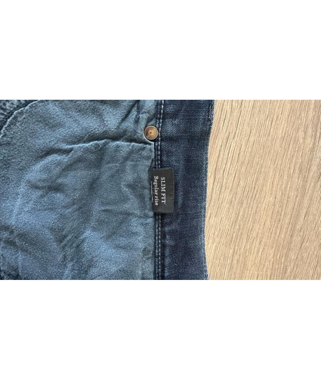 ZZEGNA Темно-синие хлопковые прямые джинсы, фото 5