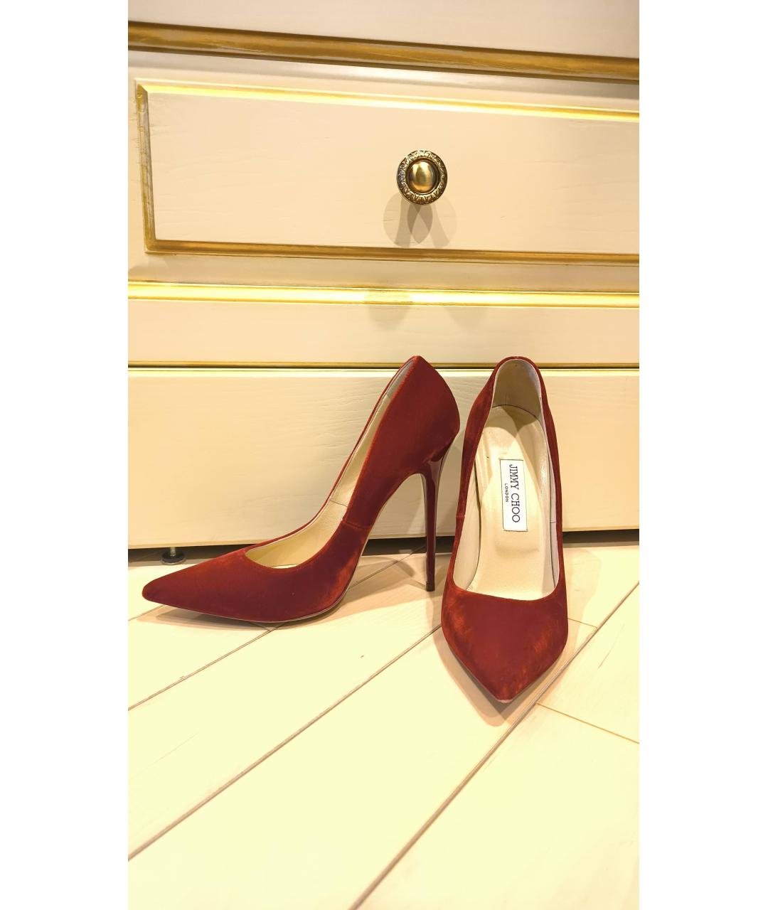 JIMMY CHOO Красные текстильные туфли, фото 5
