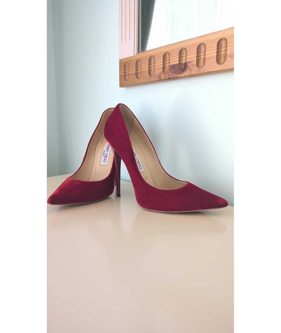 JIMMY CHOO Красные текстильные туфли, фото 4