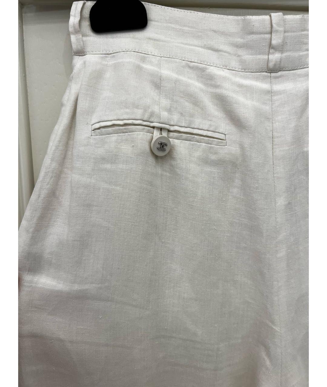 CHANEL Белые льняные брюки широкие, фото 4