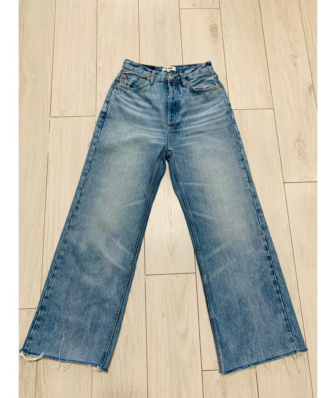 RE/DONE Голубые хлопковые джинсы клеш, фото 8