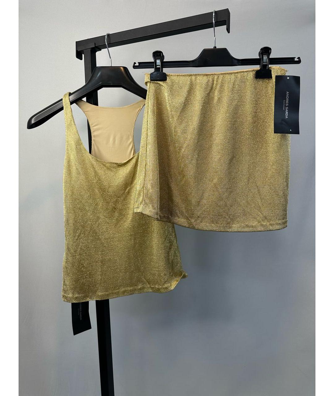 ANDRES SARDA Желтый ацетатный костюм с юбками, фото 2