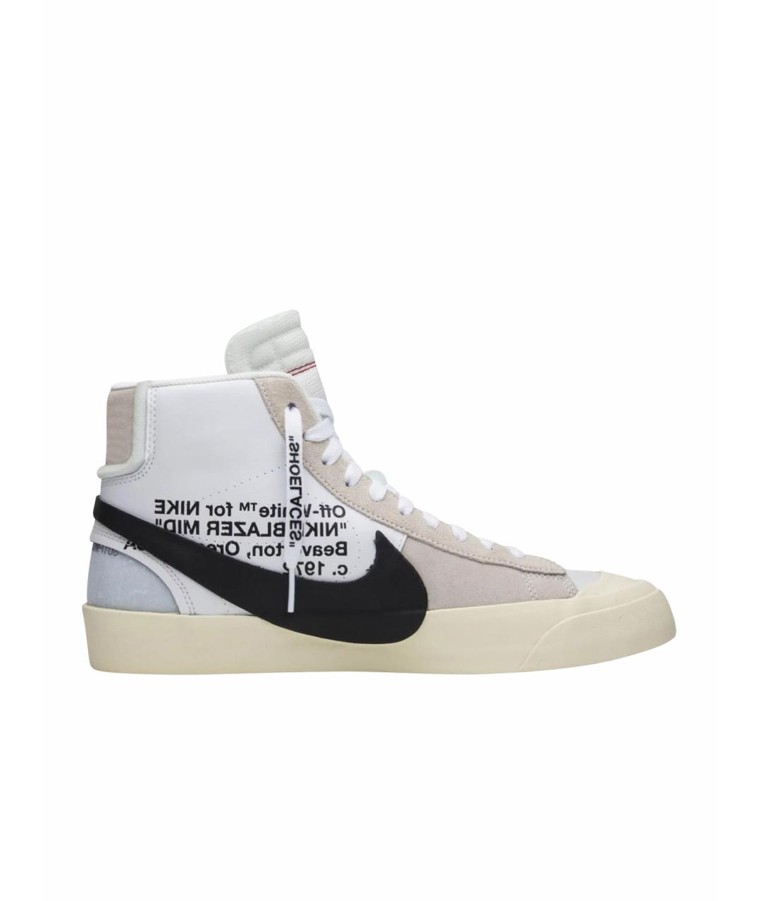 NIKE X OFF-WHITE Белые кожаные высокие кроссовки / кеды, фото 1