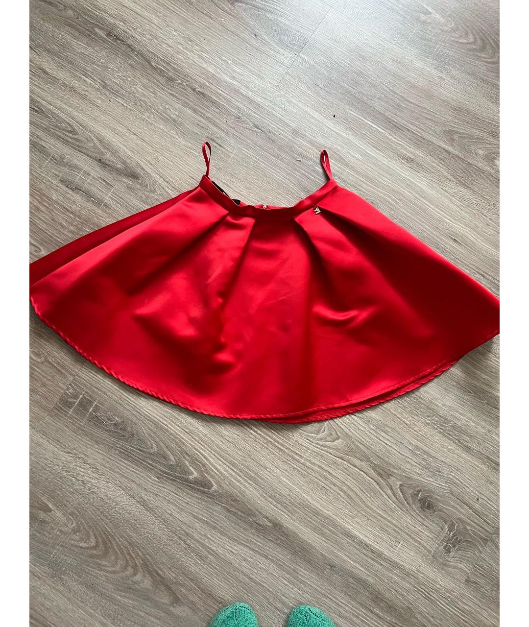 ELISABETTA FRANCHI Красная полиэстеровая юбка мини, фото 6