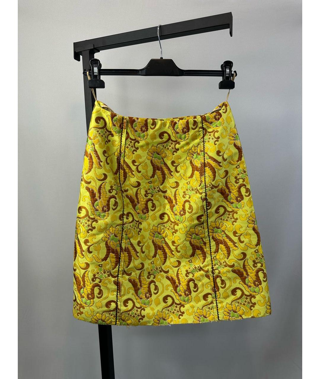 PRADA Желтая хлопковая юбка миди, фото 5