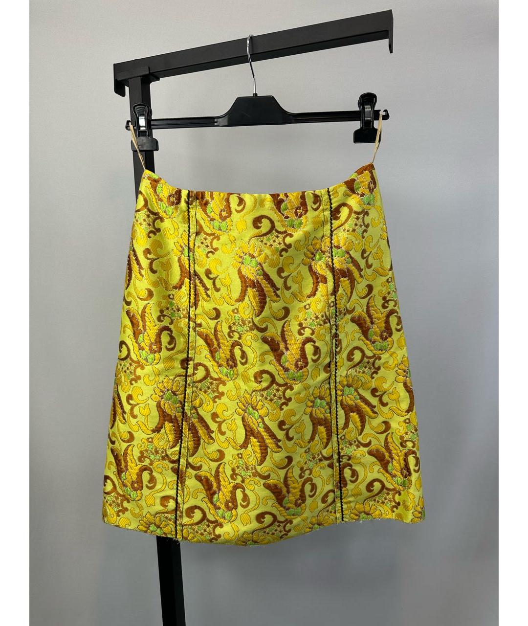 PRADA Желтая хлопковая юбка миди, фото 2