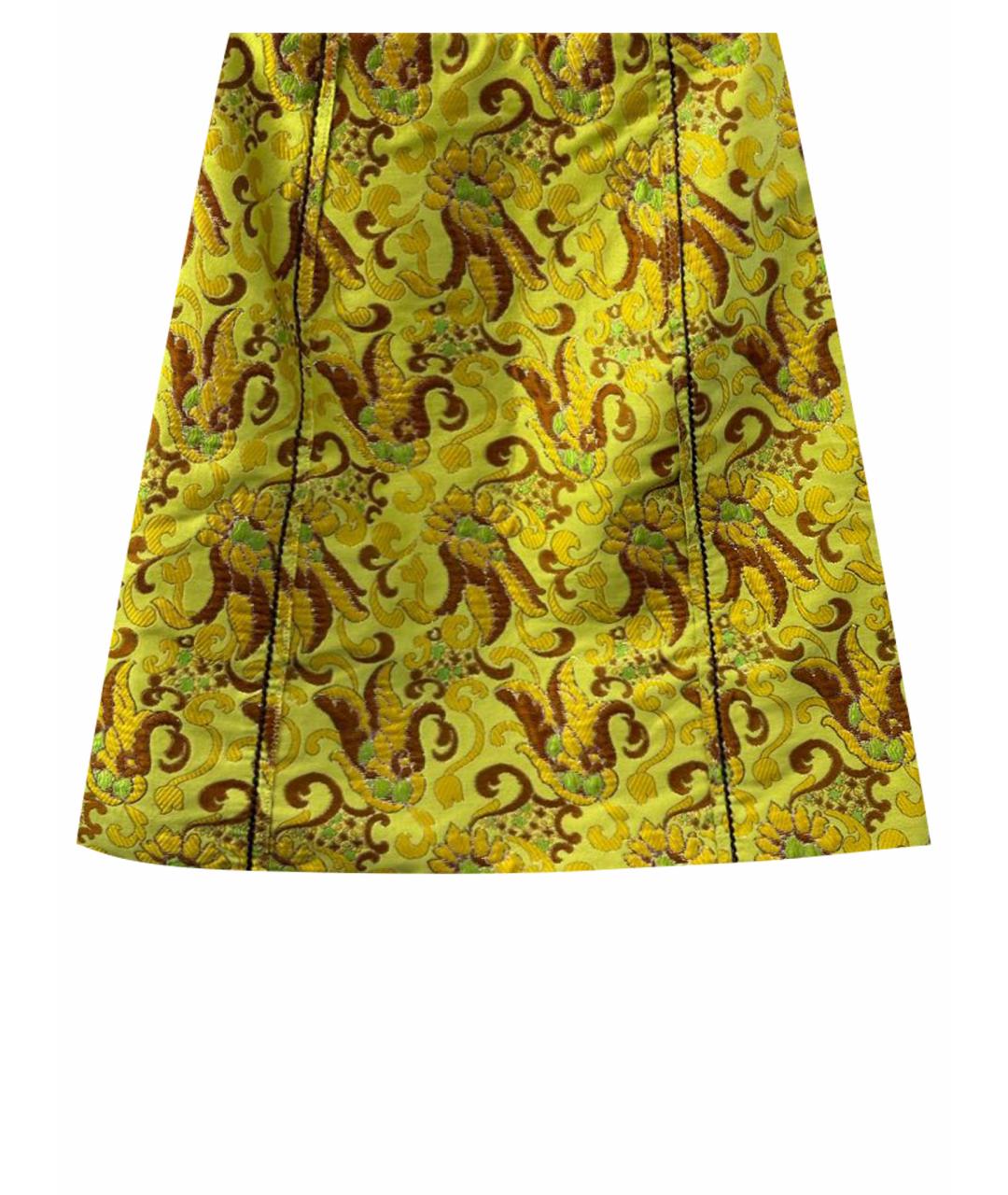 PRADA Желтая хлопковая юбка миди, фото 1
