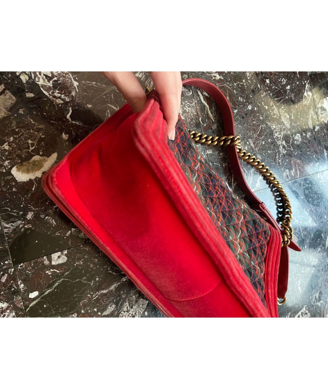 CHANEL PRE-OWNED Красная замшевая сумка тоут, фото 5