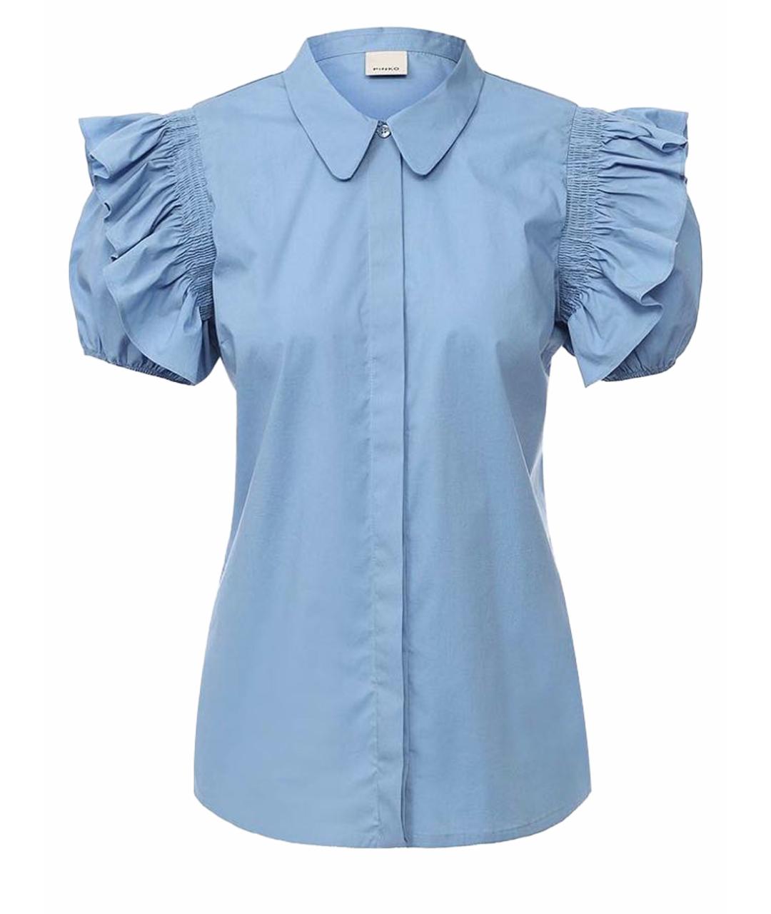PINKO Голубая хлопко-эластановая блузы, фото 1