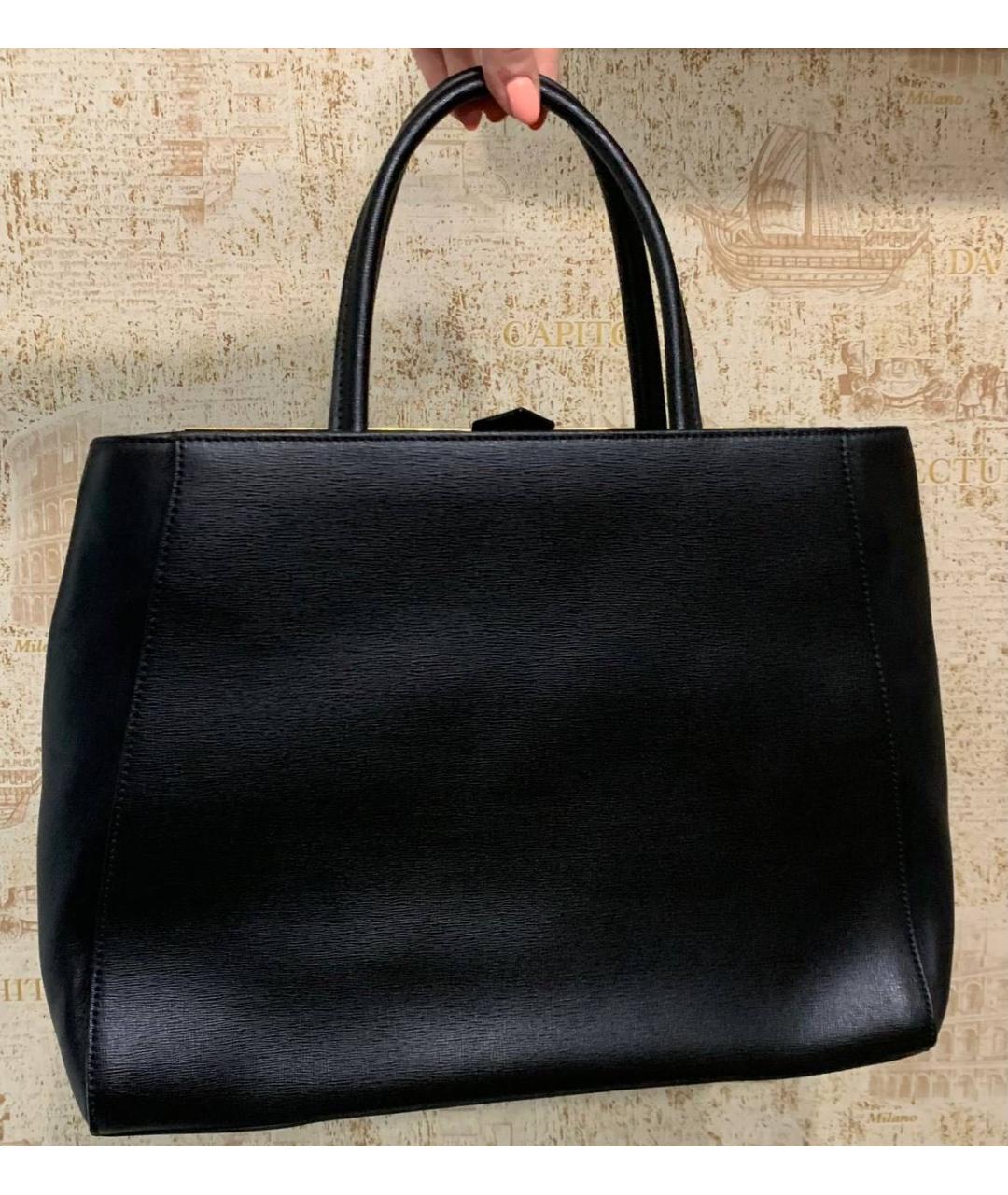 FENDI Черная кожаная сумка тоут, фото 3