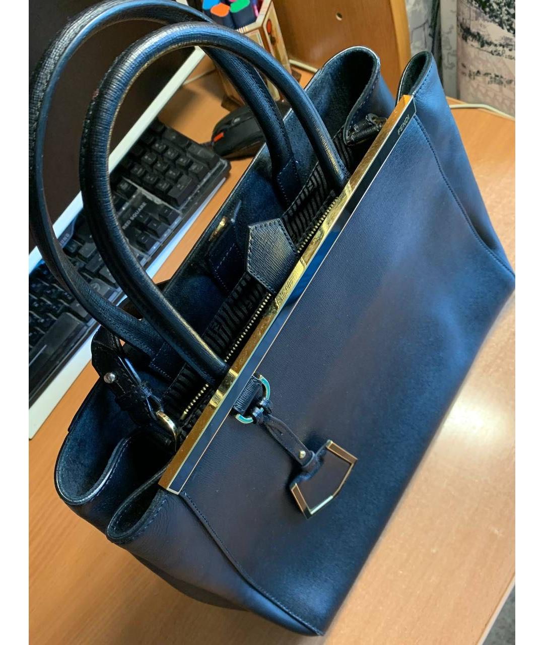 FENDI Черная кожаная сумка тоут, фото 2