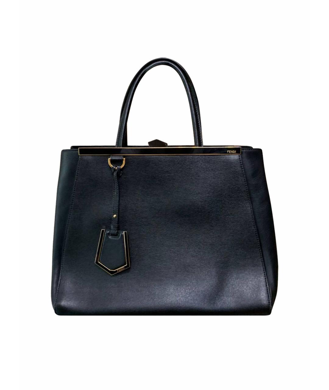 FENDI Черная кожаная сумка тоут, фото 1