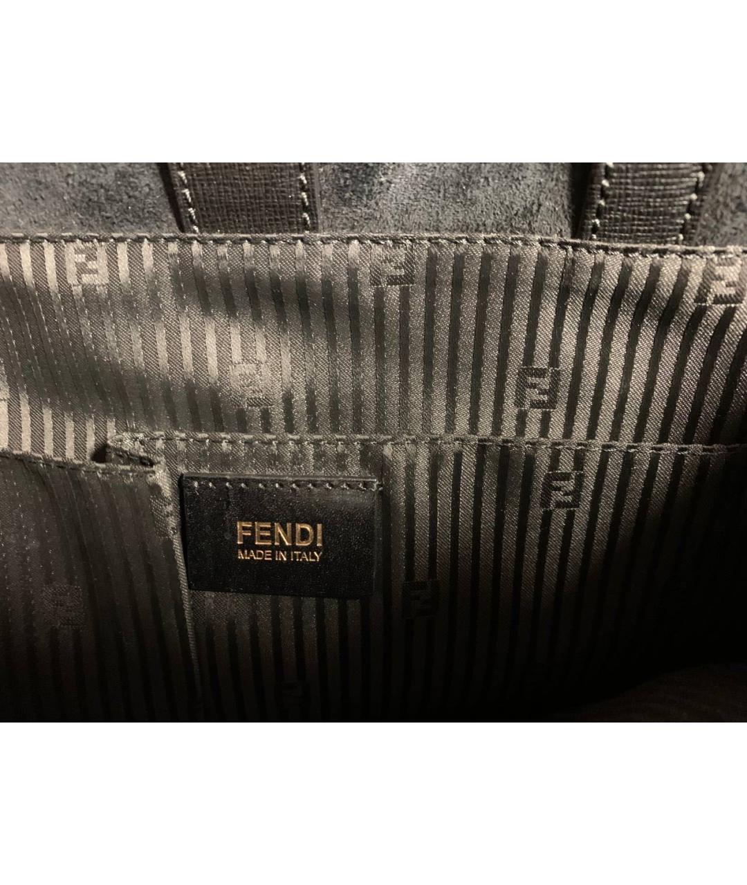 FENDI Черная кожаная сумка тоут, фото 5