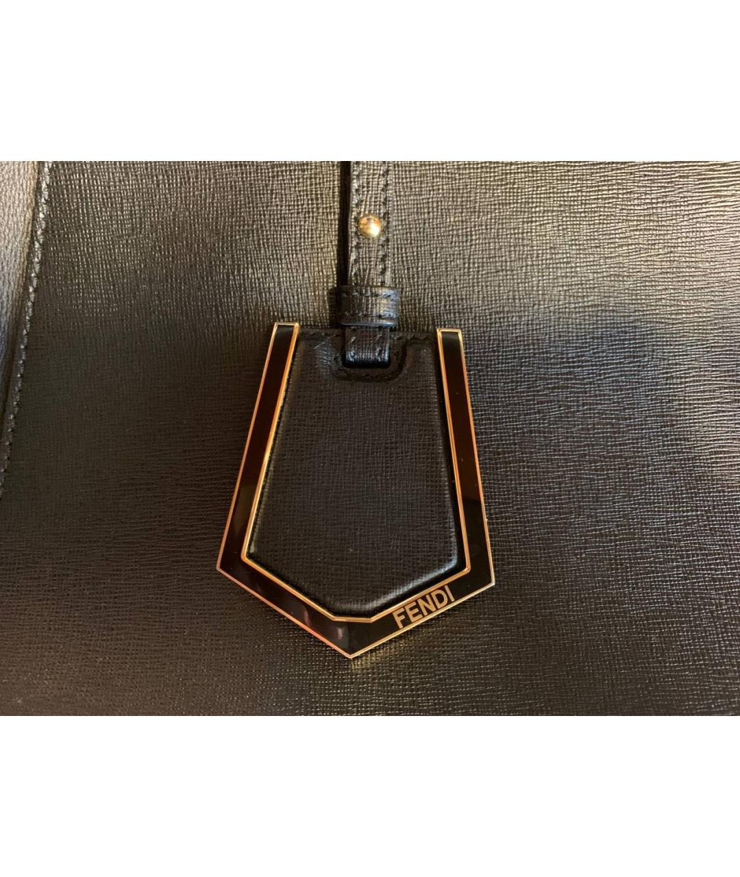 FENDI Черная кожаная сумка тоут, фото 6