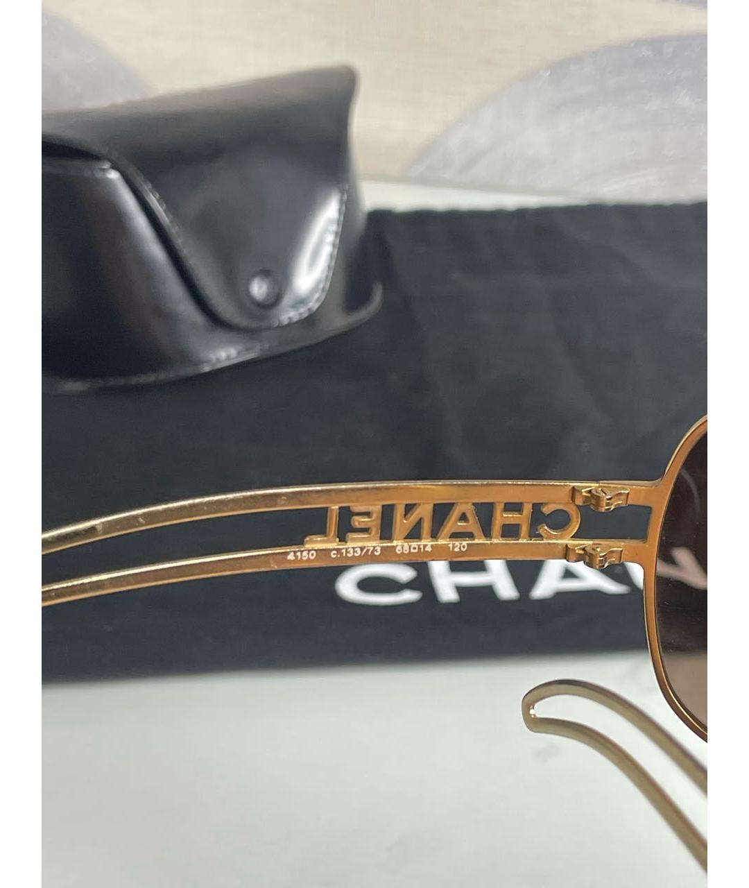 CHANEL PRE-OWNED Золотые пластиковые солнцезащитные очки, фото 6