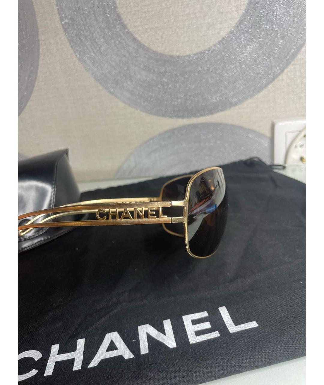 CHANEL PRE-OWNED Золотые пластиковые солнцезащитные очки, фото 3
