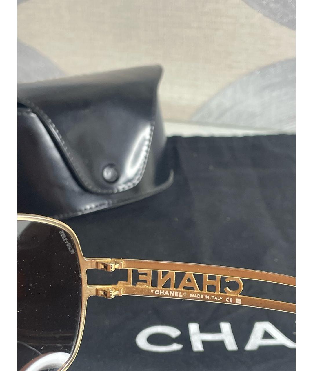 CHANEL PRE-OWNED Золотые пластиковые солнцезащитные очки, фото 5
