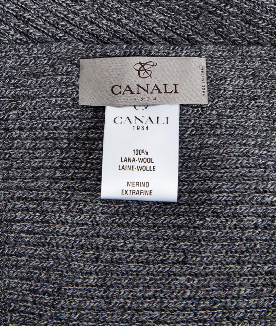 CANALI Антрацитовый шерстяной шарф, фото 3