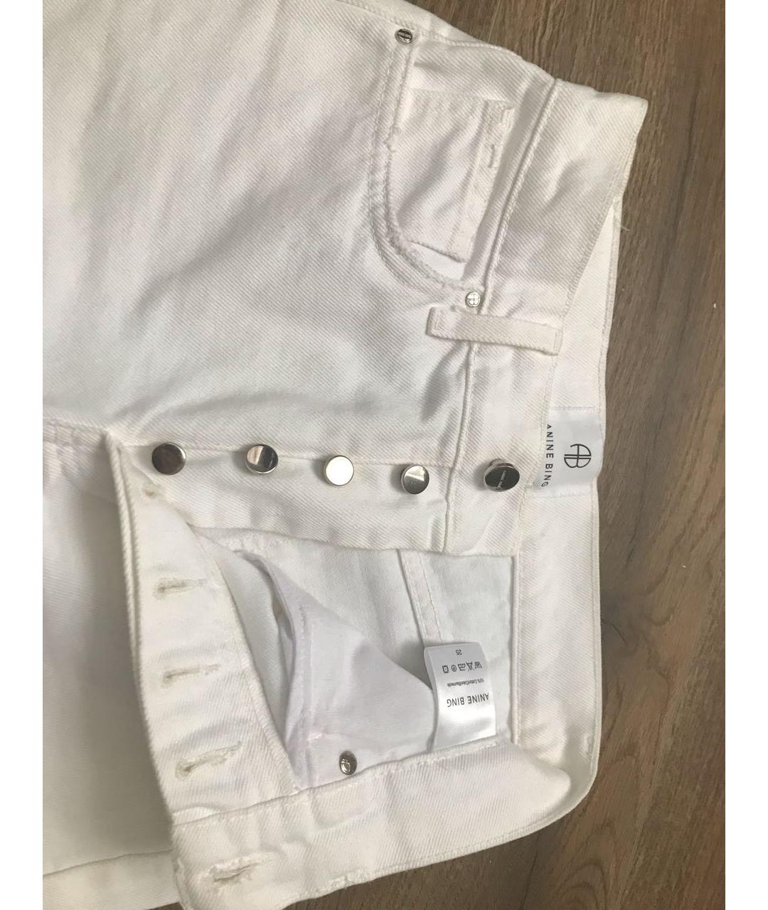 ANINE BING Белые хлопковые прямые джинсы, фото 3
